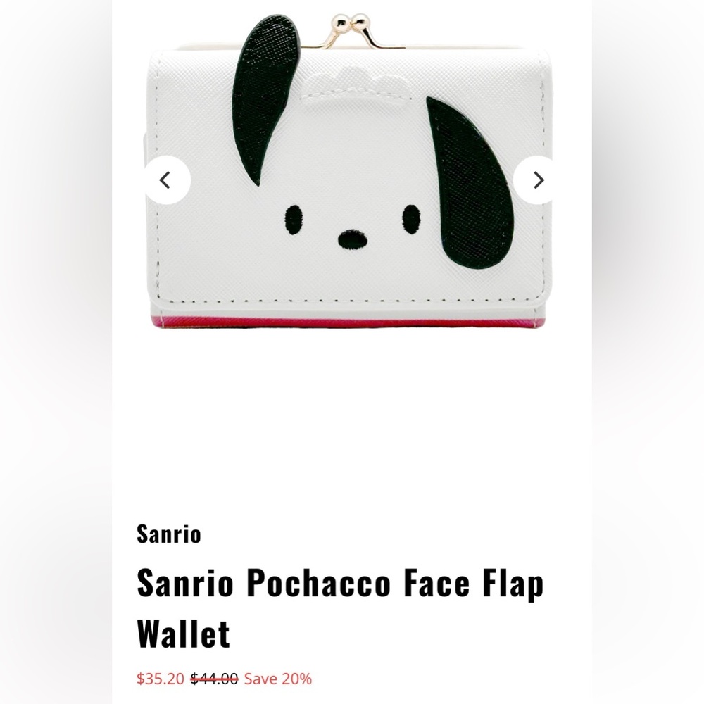 Sanrio NWT Pochacco Face Flap Wallet W/KissLock - Picture 3 of 11